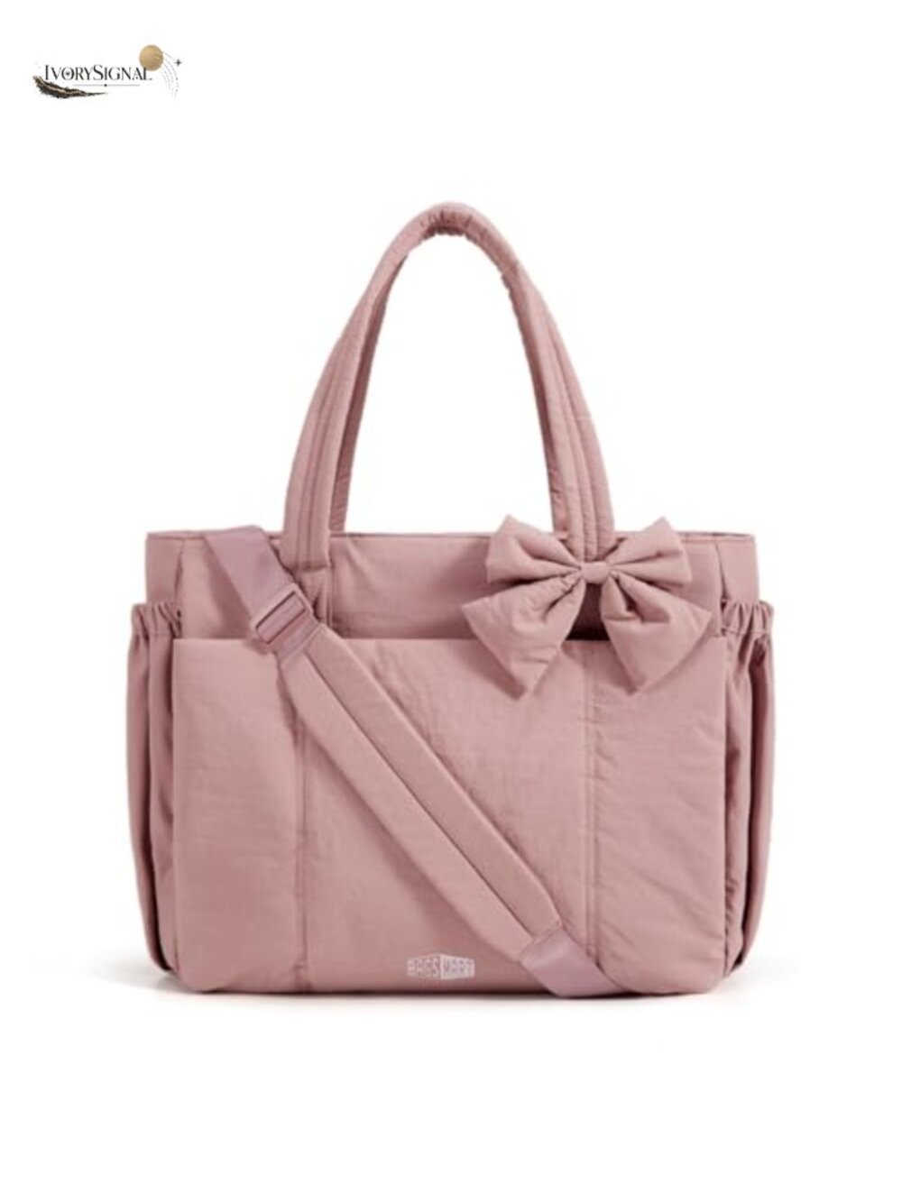 Puffer Tote Bag with Bow - 20L Large Work Travel Gym Yoga Laptop Bag